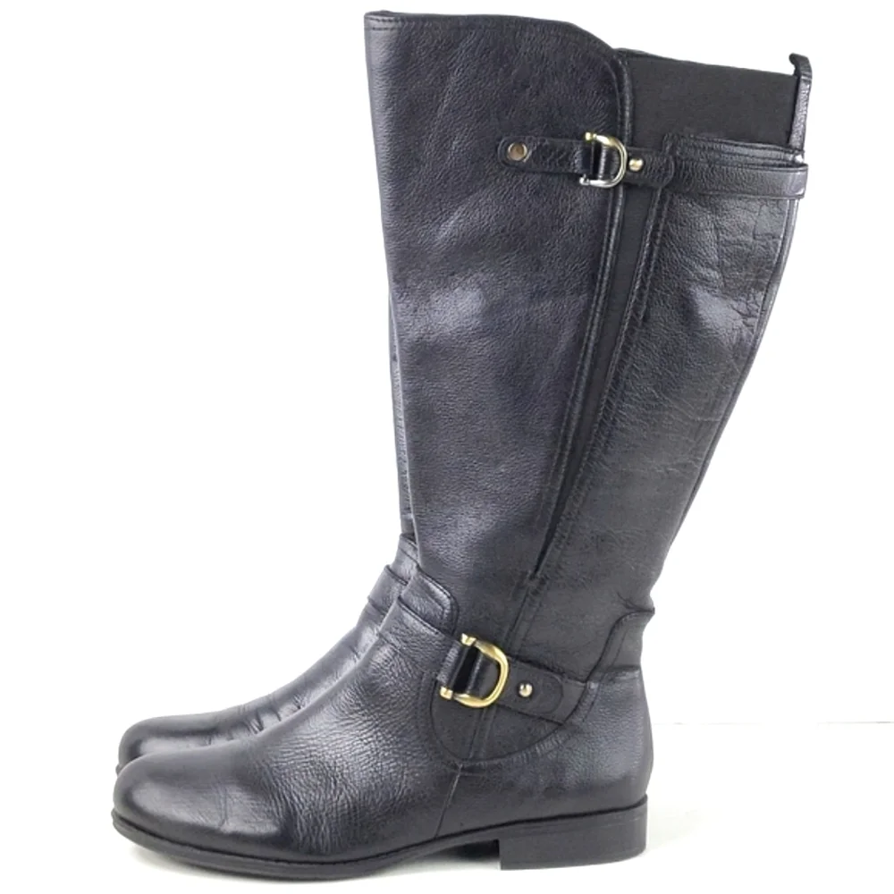 Naturalizer Black Leather Knee-High Riding Boots